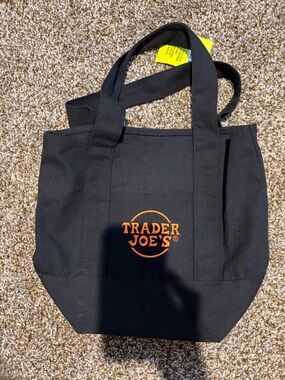 Trader Joe's Black Canvas Tote with Orange Logo